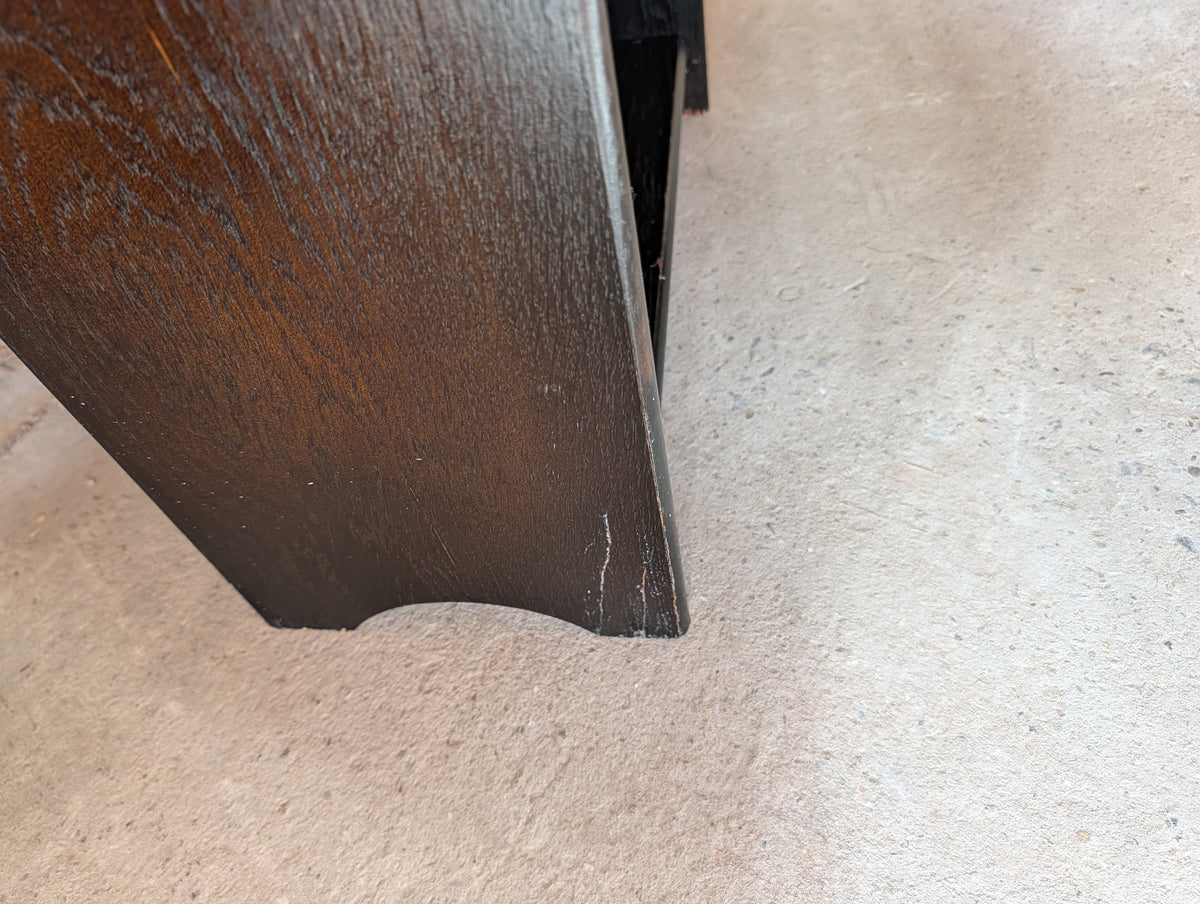 Vintage Oak Narrow Open Waterfall Bookcase With Arch Top