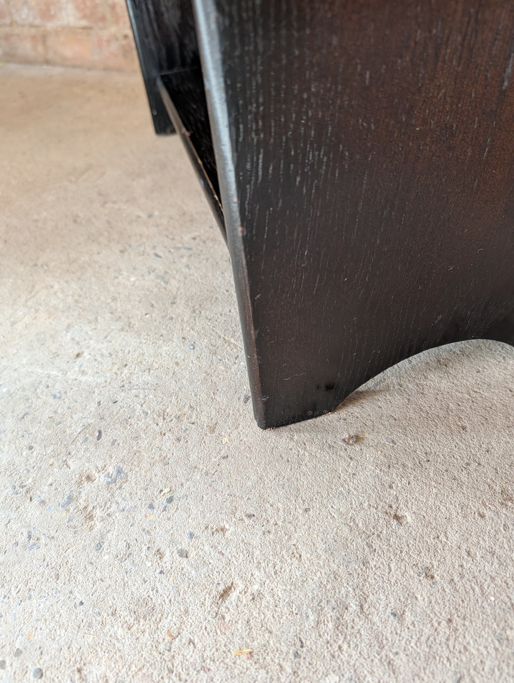 Vintage Oak Narrow Open Waterfall Bookcase With Arch Top