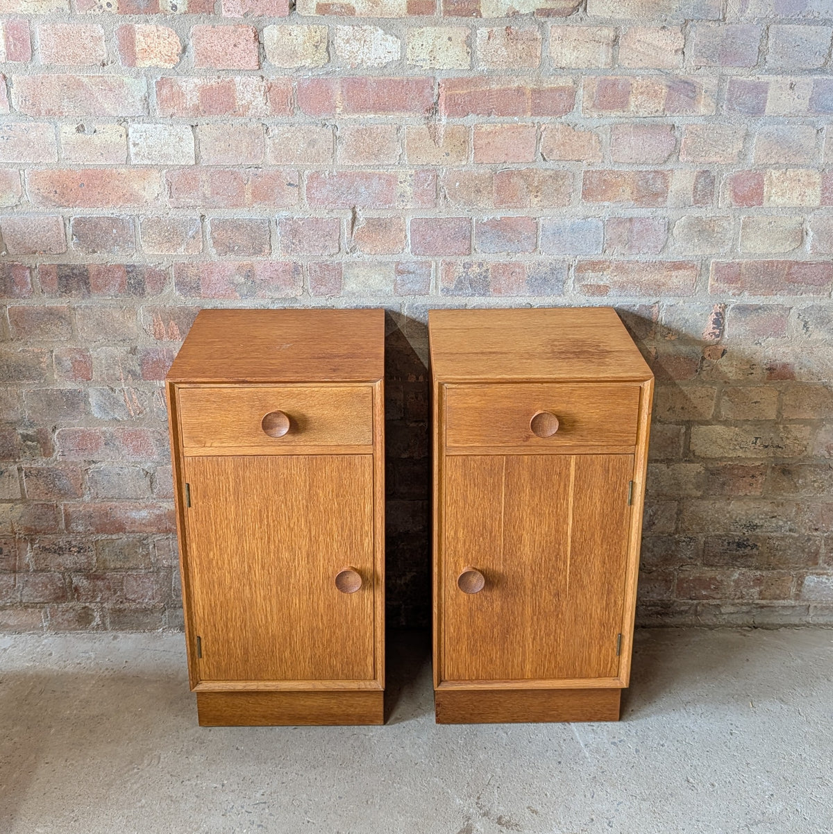 Pair Of Mid Century Meredew Oak Bedside Cabinets 1960s
