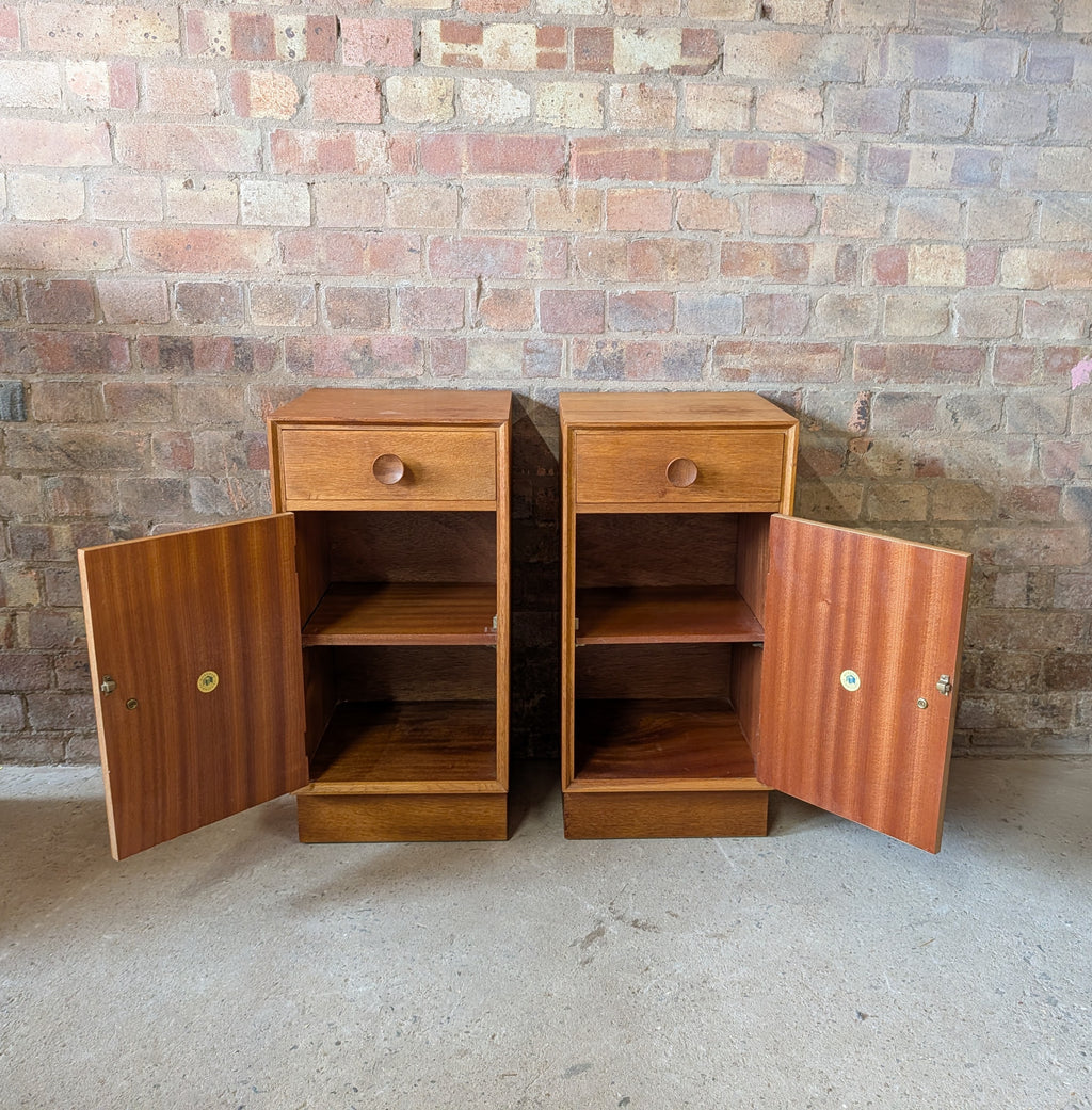 Pair Of Mid Century Meredew Oak Bedside Cabinets 1960s
