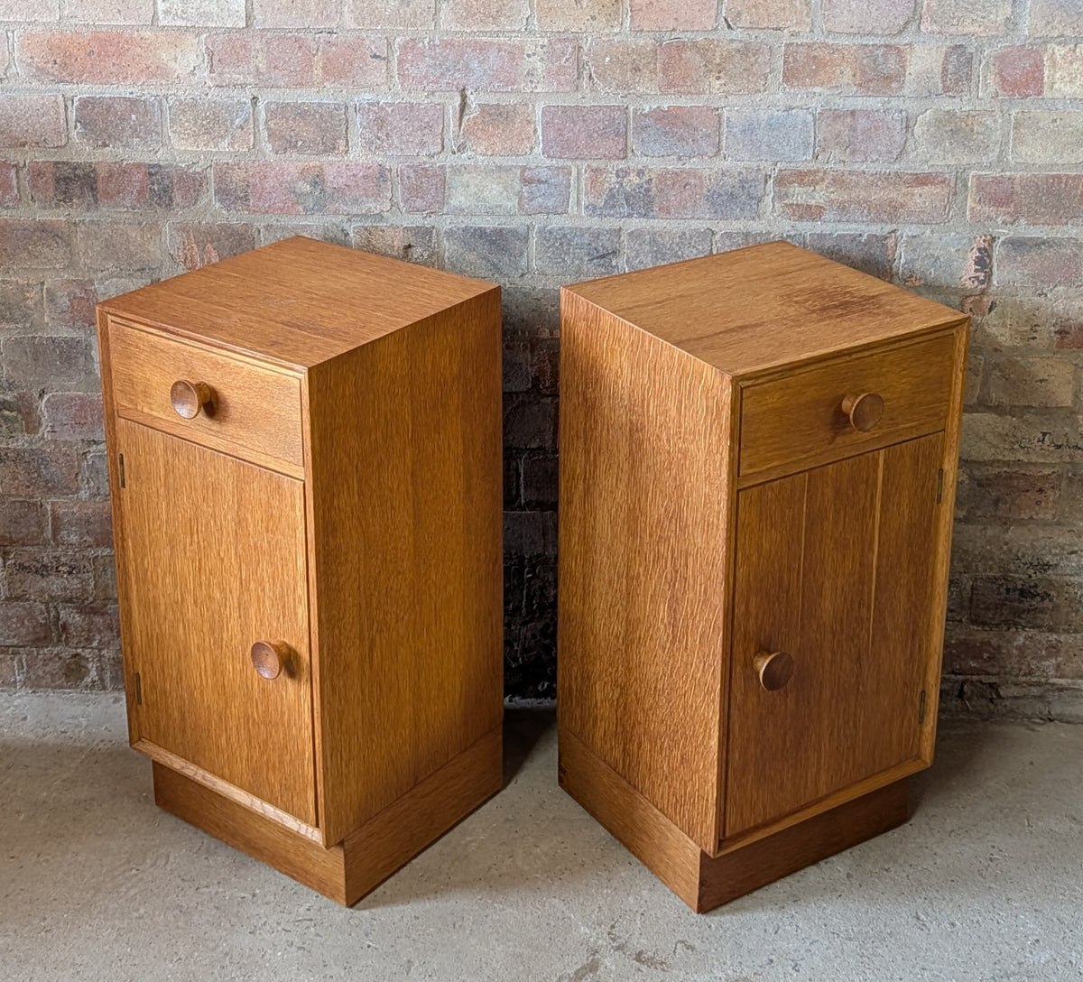 Pair Of Mid Century Meredew Oak Bedside Cabinets 1960s