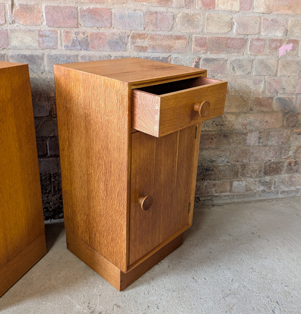 Pair Of Mid Century Meredew Oak Bedside Cabinets 1960s