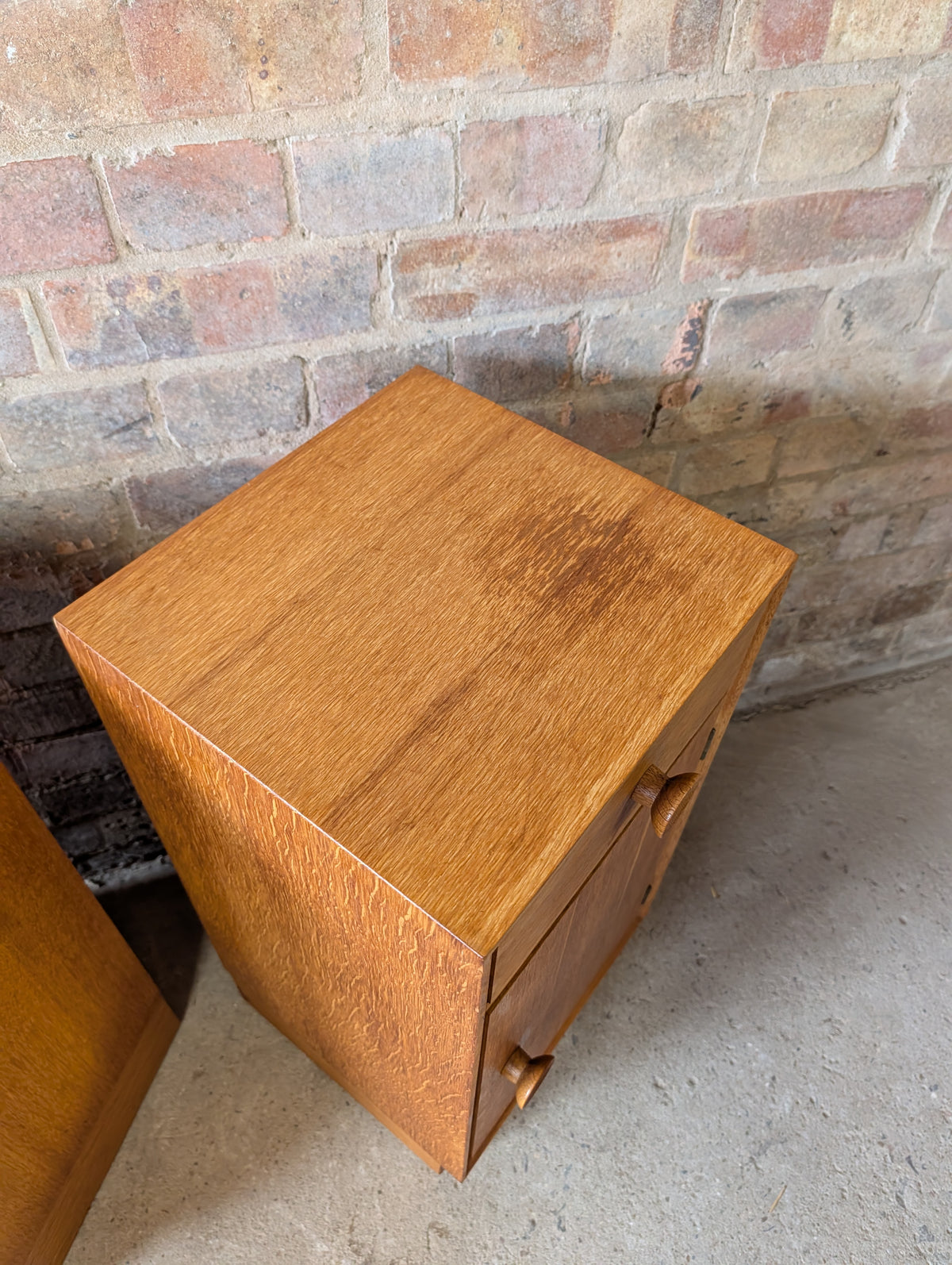 Pair Of Mid Century Meredew Oak Bedside Cabinets 1960s