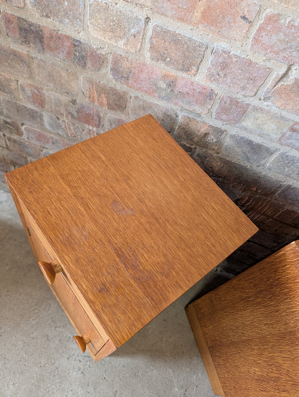 Pair Of Mid Century Meredew Oak Bedside Cabinets 1960s