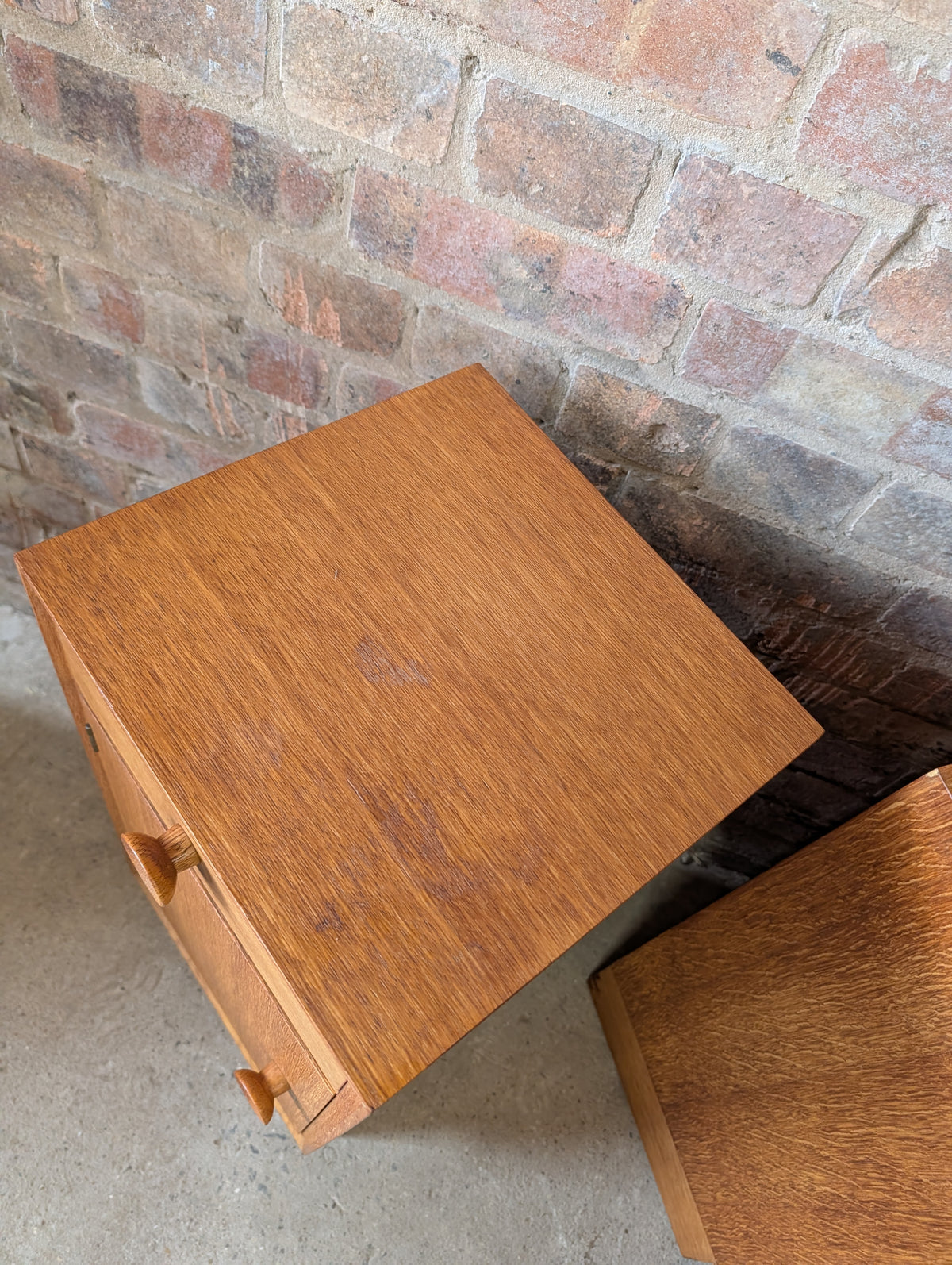 Pair Of Mid Century Meredew Oak Bedside Cabinets 1960s