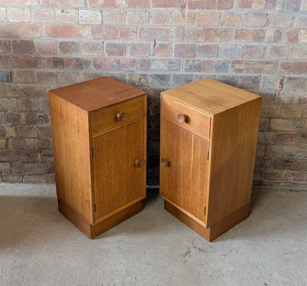 Pair Of Mid Century Meredew Oak Bedside Cabinets 1960s