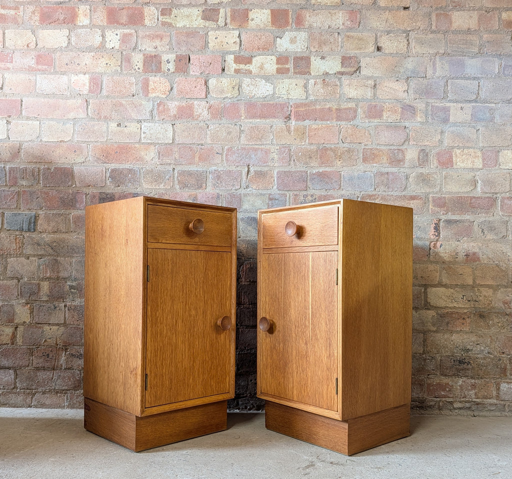 Pair Of Mid Century Meredew Oak Bedside Cabinets 1960s