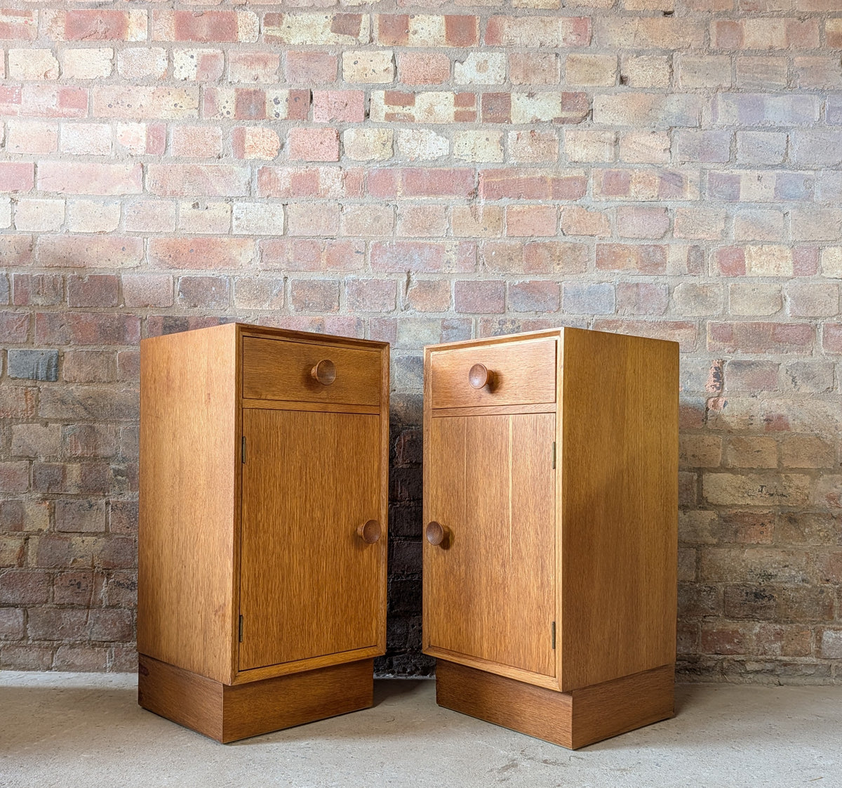 Pair Of Mid Century Meredew Oak Bedside Cabinets 1960s