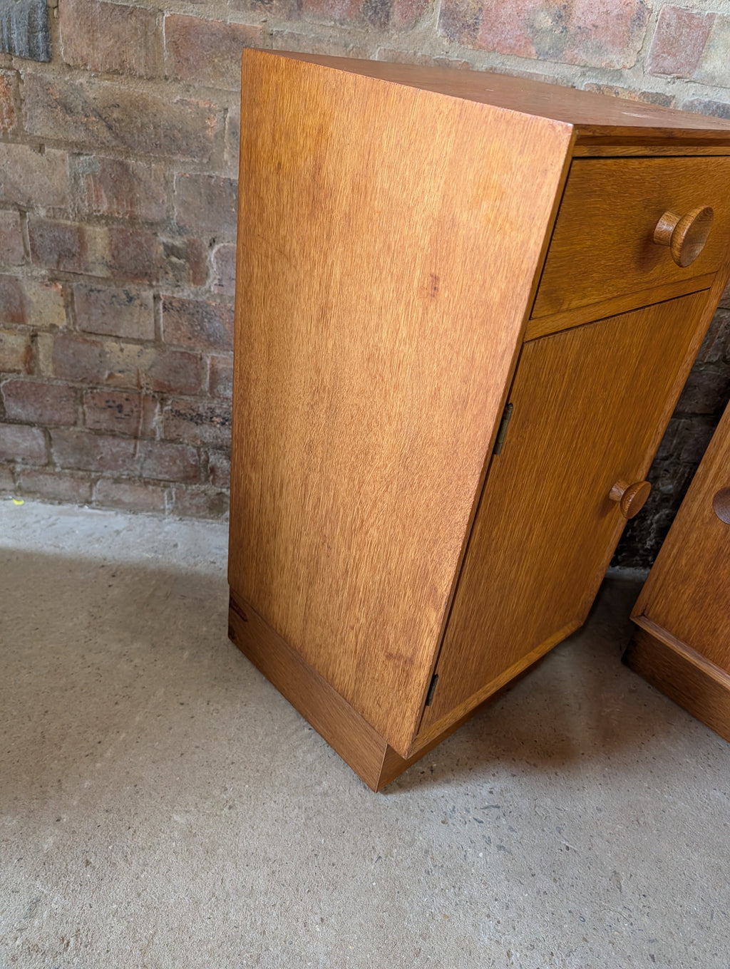 Pair Of Mid Century Meredew Oak Bedside Cabinets 1960s