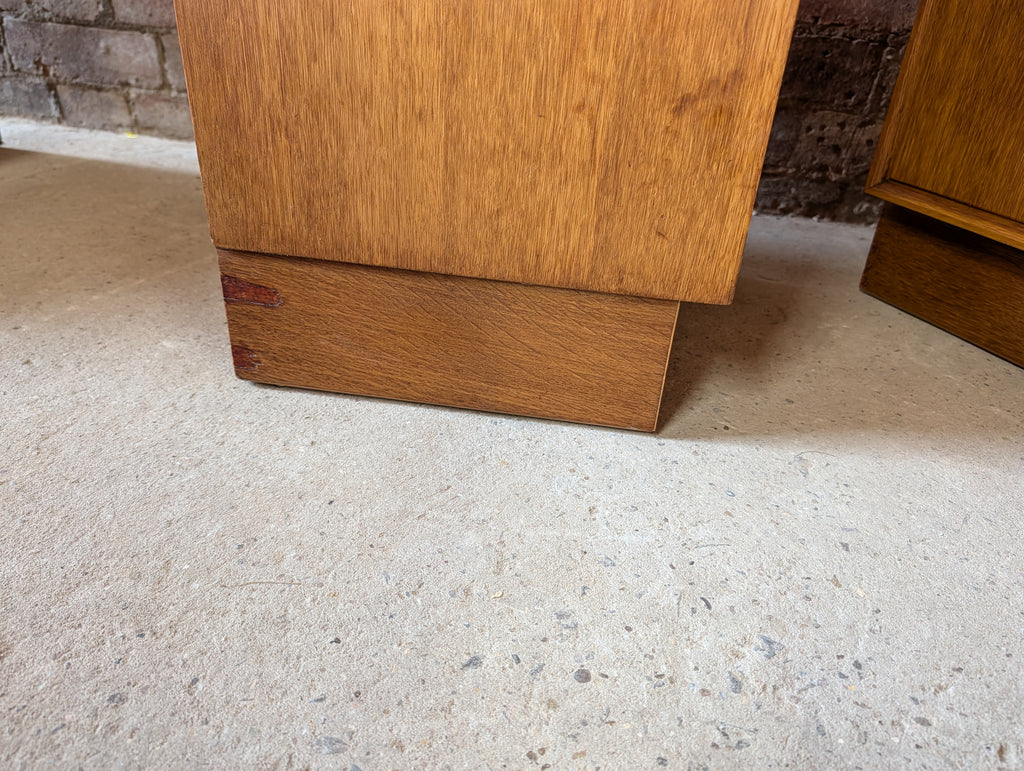 Pair Of Mid Century Meredew Oak Bedside Cabinets 1960s