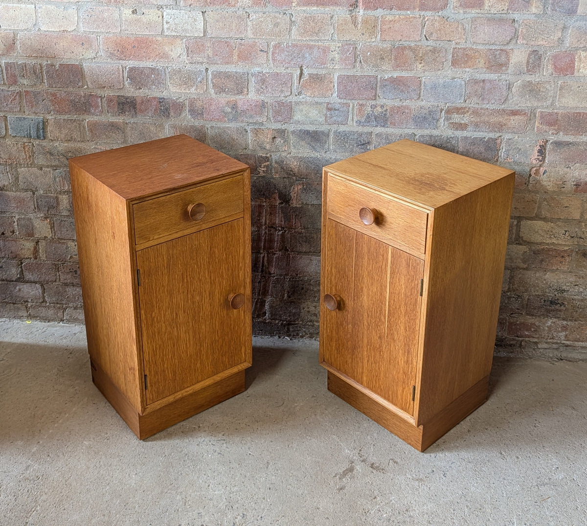 Pair Of Mid Century Meredew Oak Bedside Cabinets 1960s