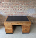Vintage Art Deco Oak Writing Desk- 7 Drawer 1930s