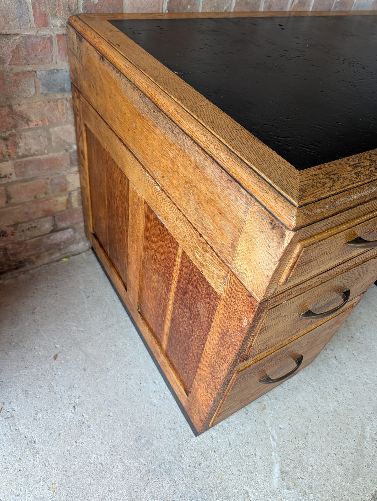 Vintage Art Deco Oak Writing Desk- 7 Drawer 1930s