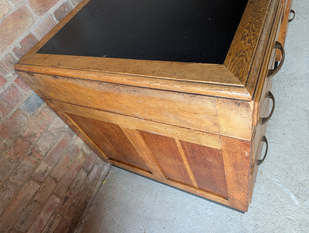 Vintage Art Deco Oak Writing Desk- 7 Drawer 1930s