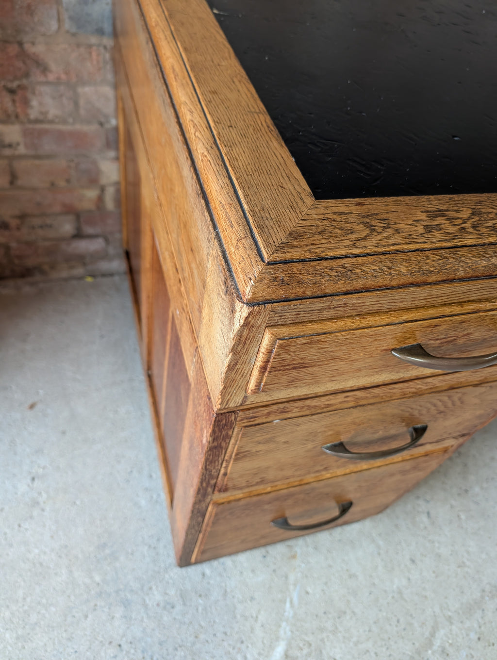 Vintage Art Deco Oak Writing Desk- 7 Drawer 1930s
