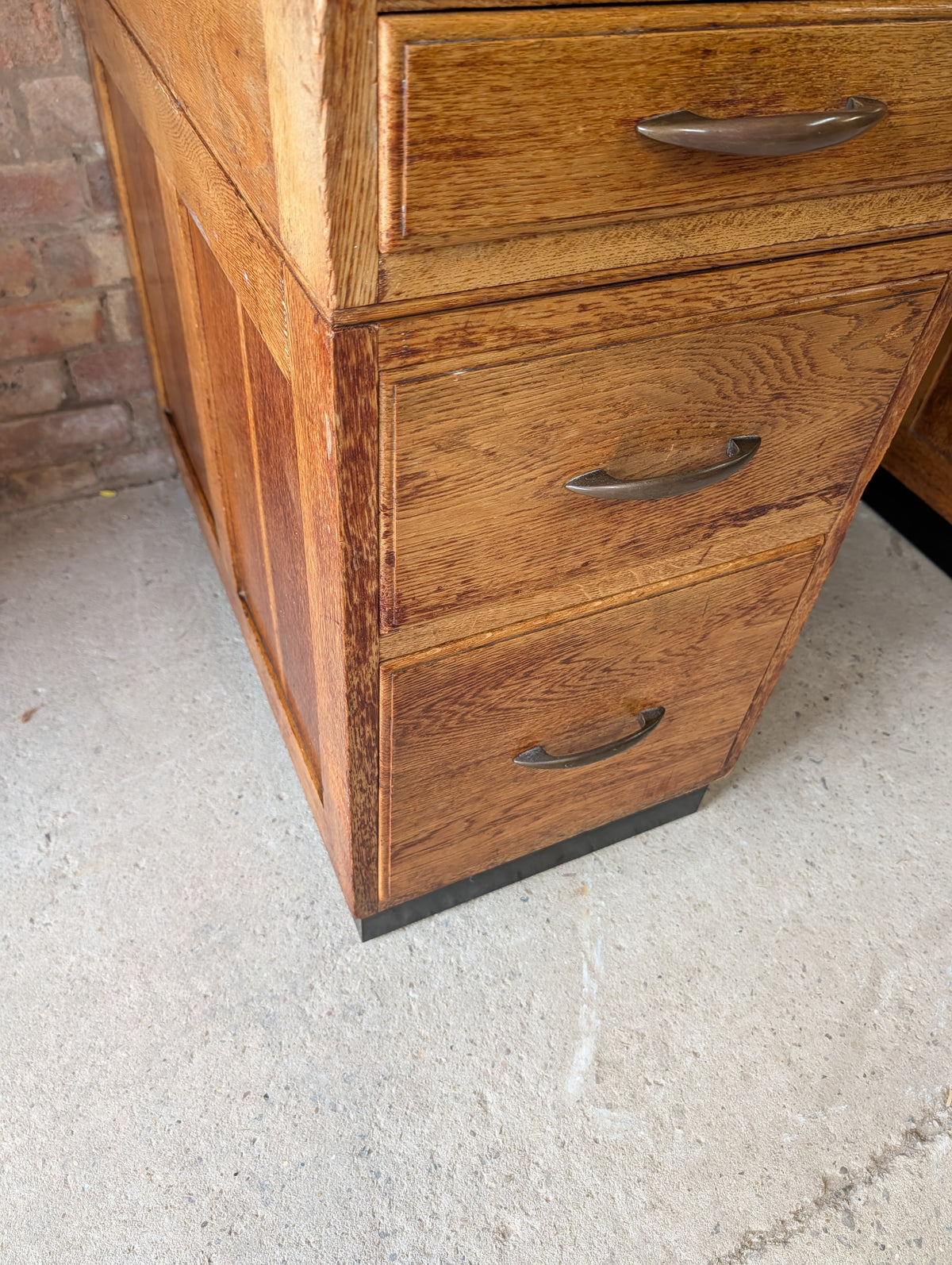 Vintage Art Deco Oak Writing Desk- 7 Drawer 1930s