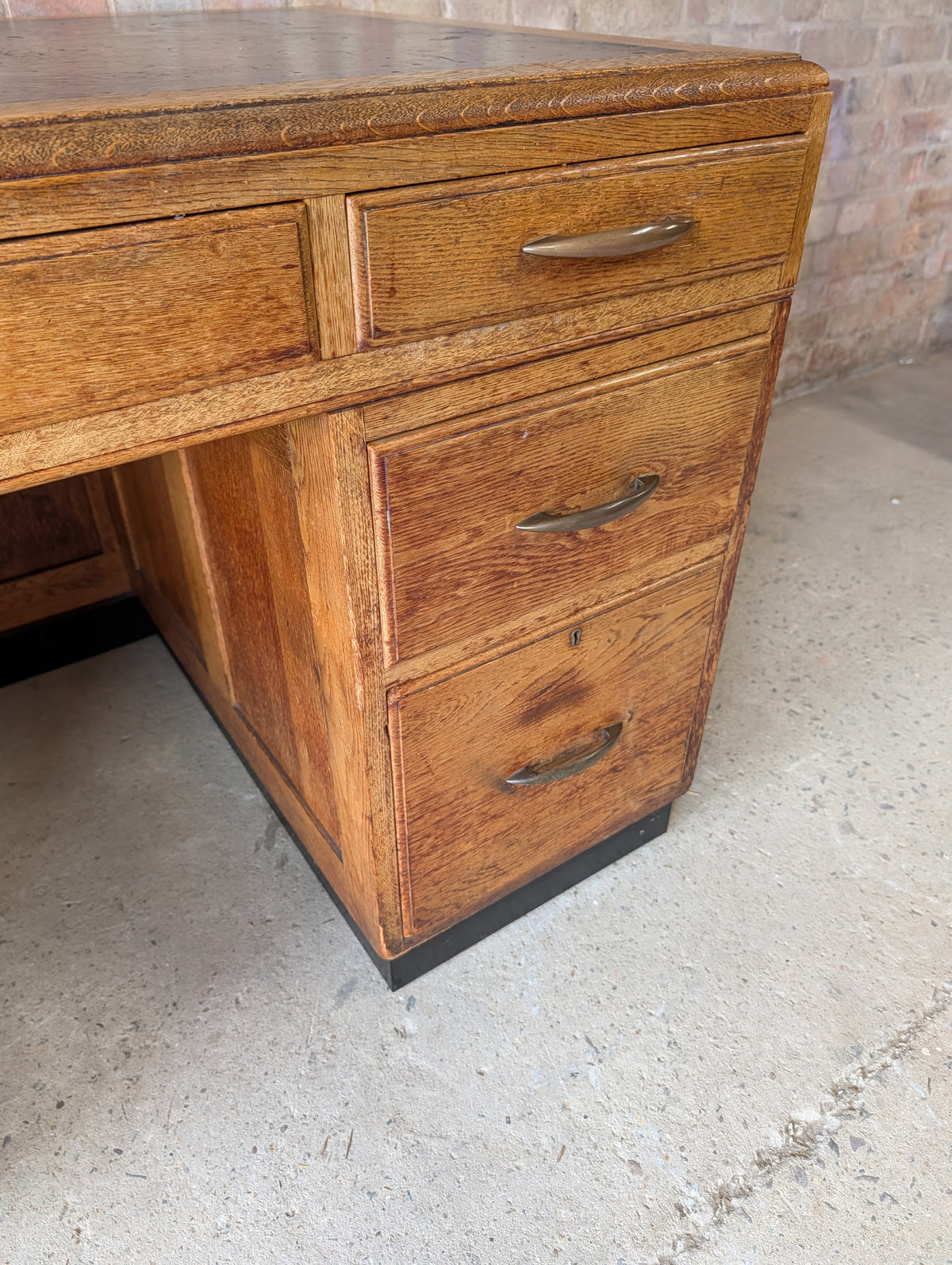 Vintage Art Deco Oak Writing Desk- 7 Drawer 1930s
