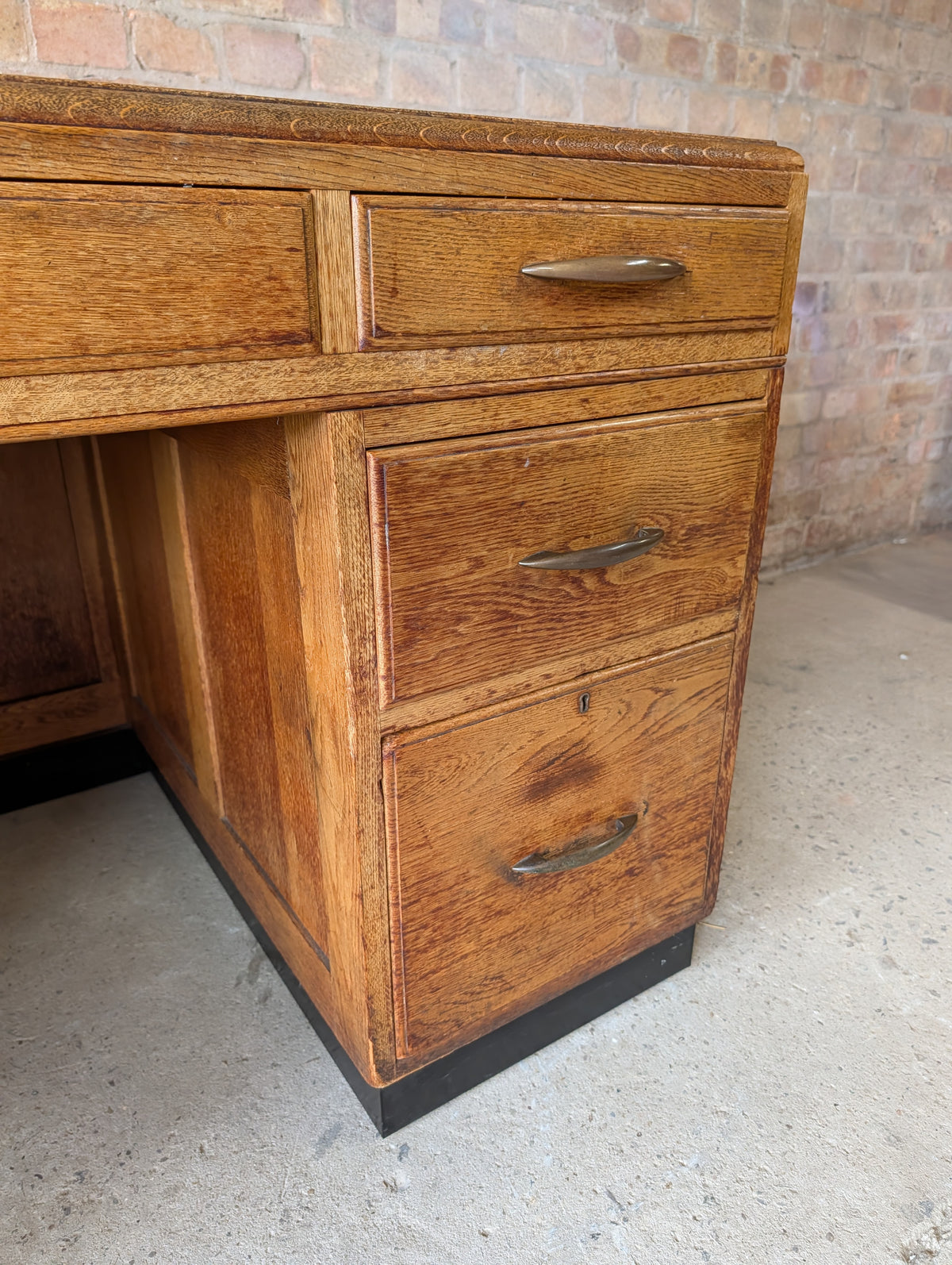 Vintage Art Deco Oak Writing Desk- 7 Drawer 1930s