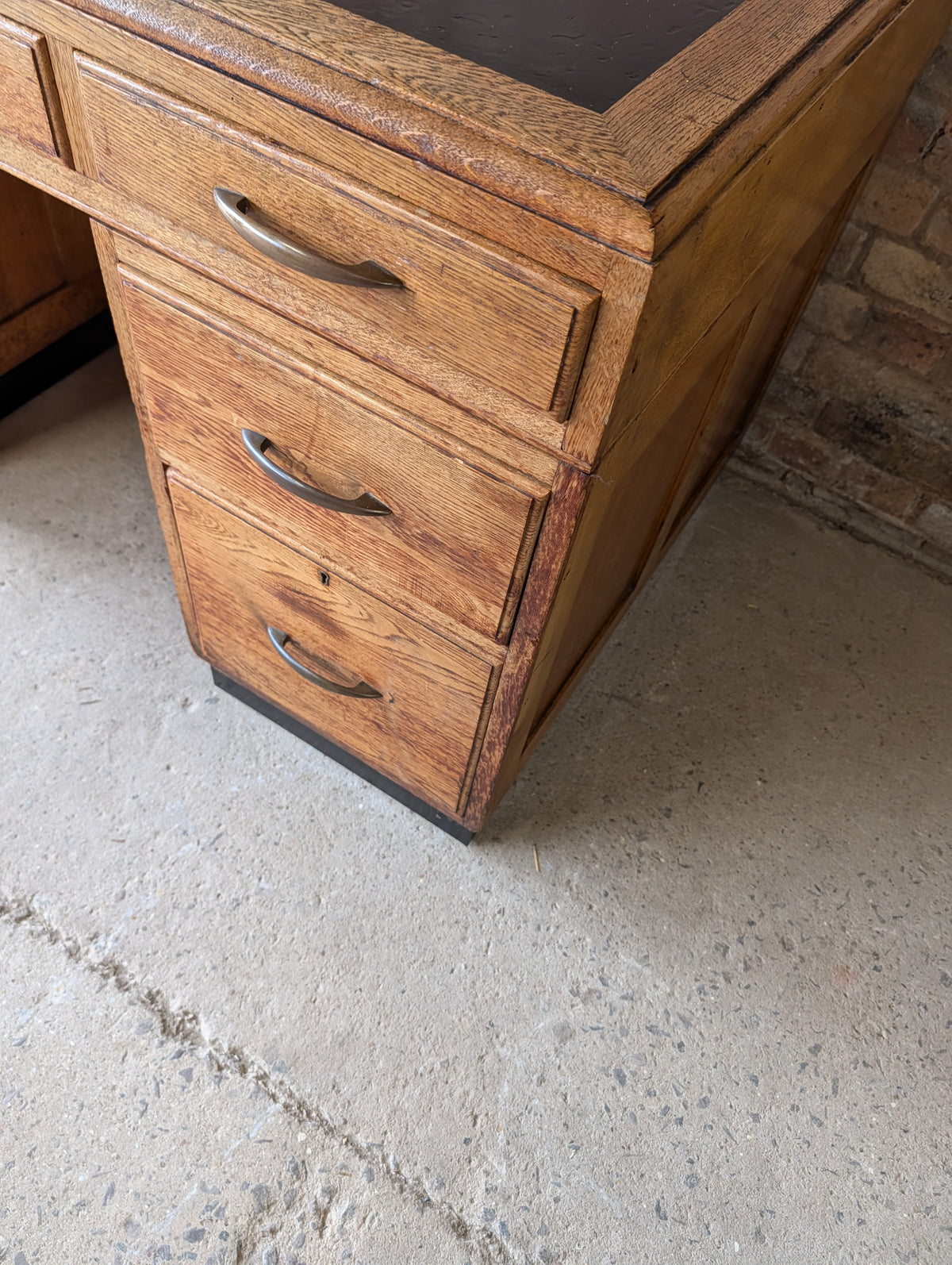 Vintage Art Deco Oak Writing Desk- 7 Drawer 1930s