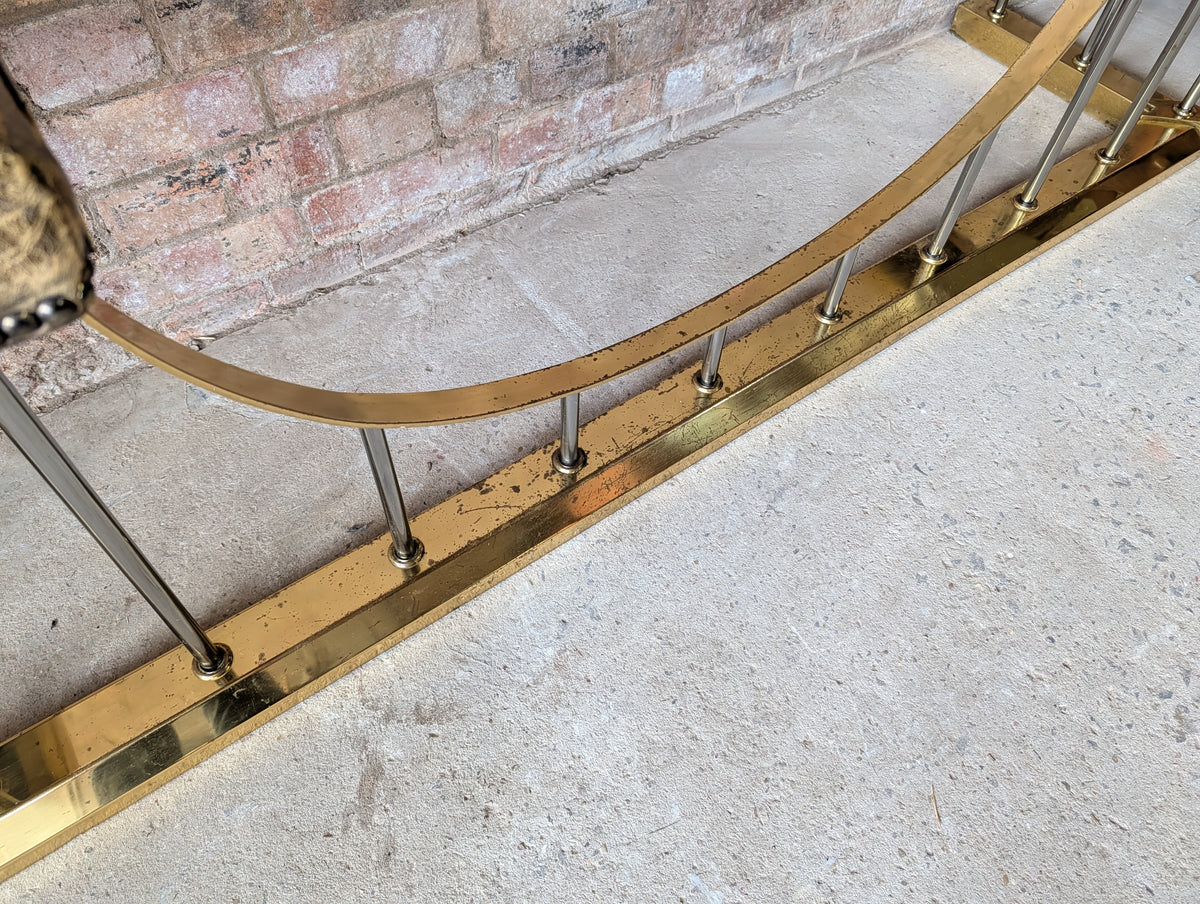 Vintage Green Leather Chesterfield Brass Club Fender/ Fire Fender