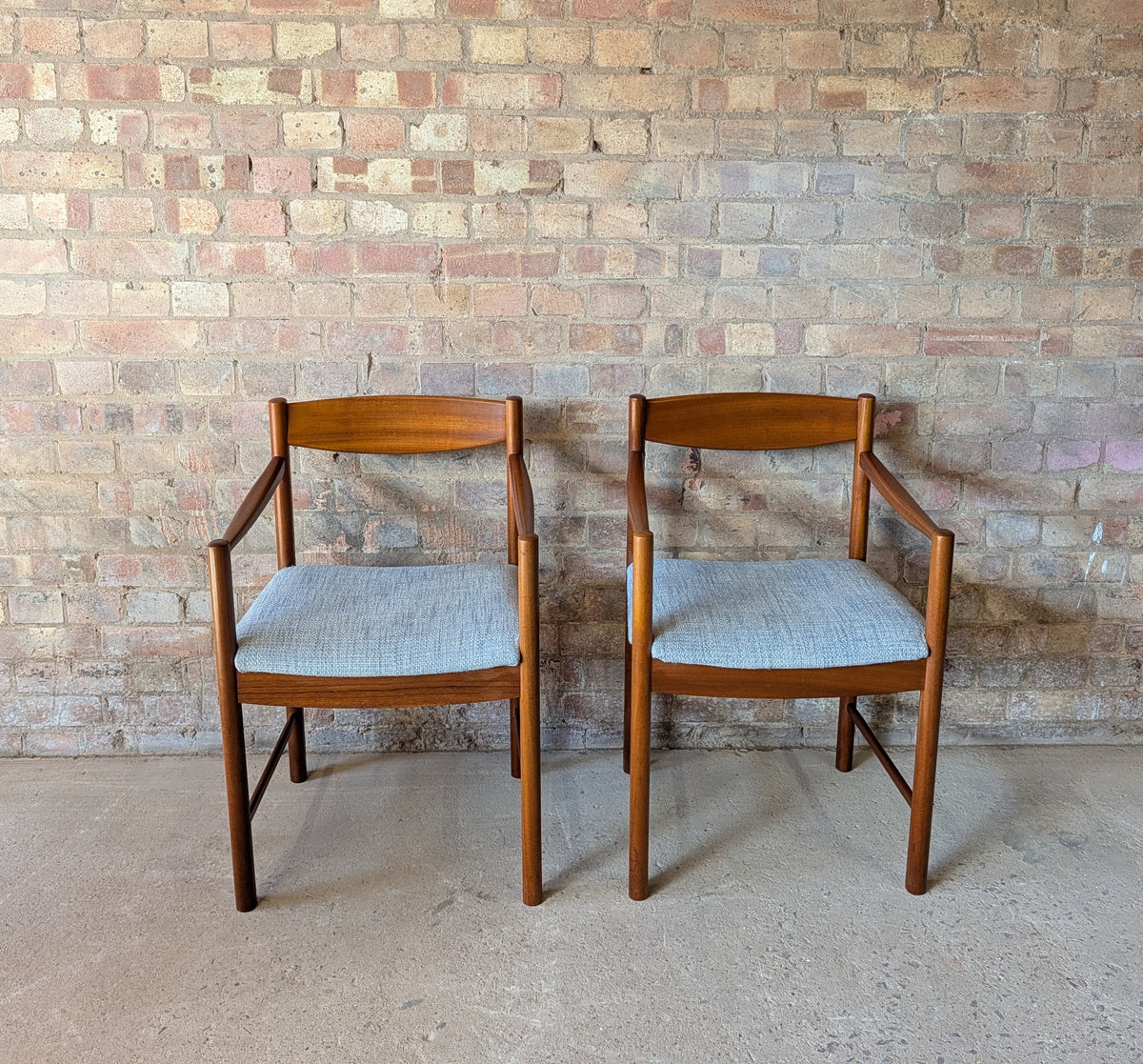 Pair Of Mid Century McIntosh Teak Carver Dining Chairs
