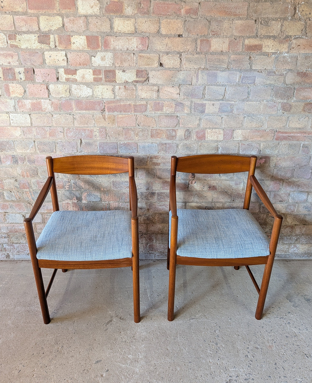 Pair Of Mid Century McIntosh Teak Carver Dining Chairs