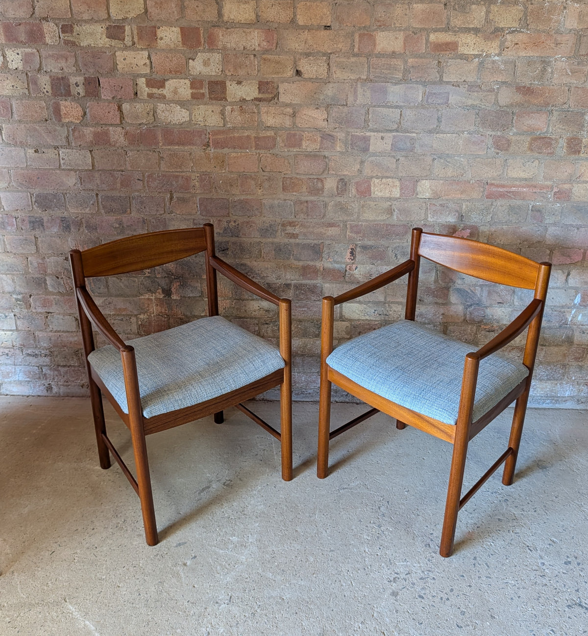 Pair Of Mid Century McIntosh Teak Carver Dining Chairs