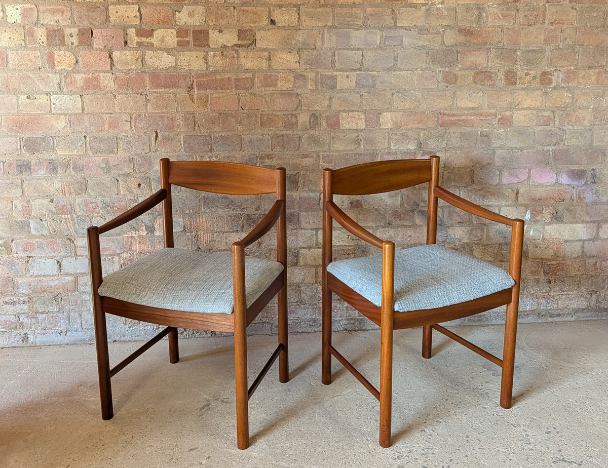 Pair Of Mid Century McIntosh Teak Carver Dining Chairs