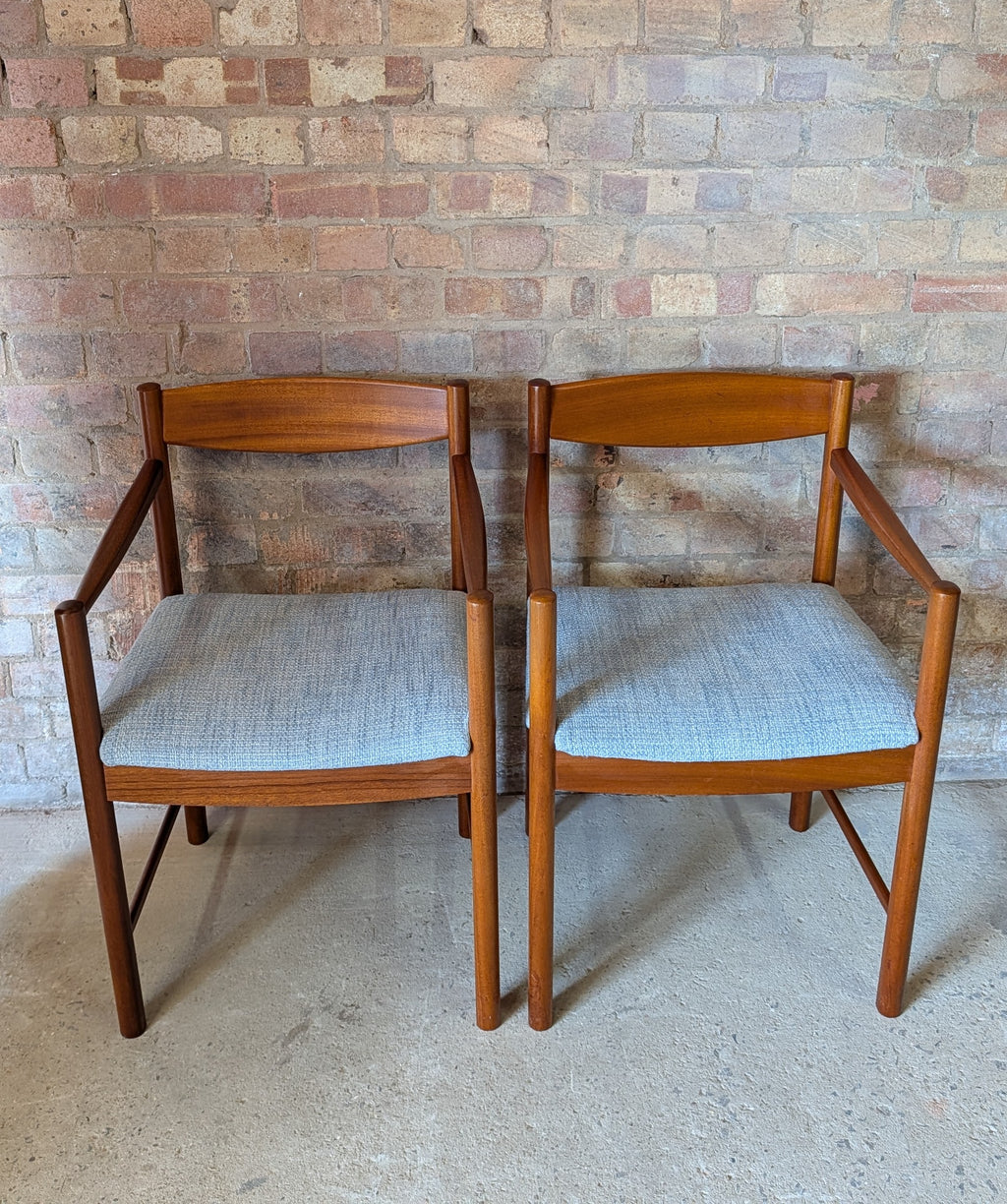 Pair Of Mid Century McIntosh Teak Carver Dining Chairs