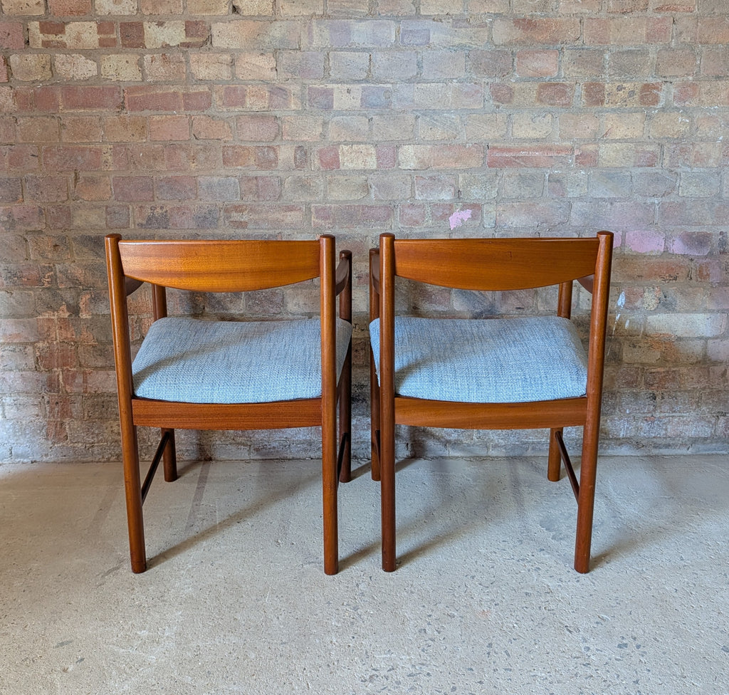 Pair Of Mid Century McIntosh Teak Carver Dining Chairs