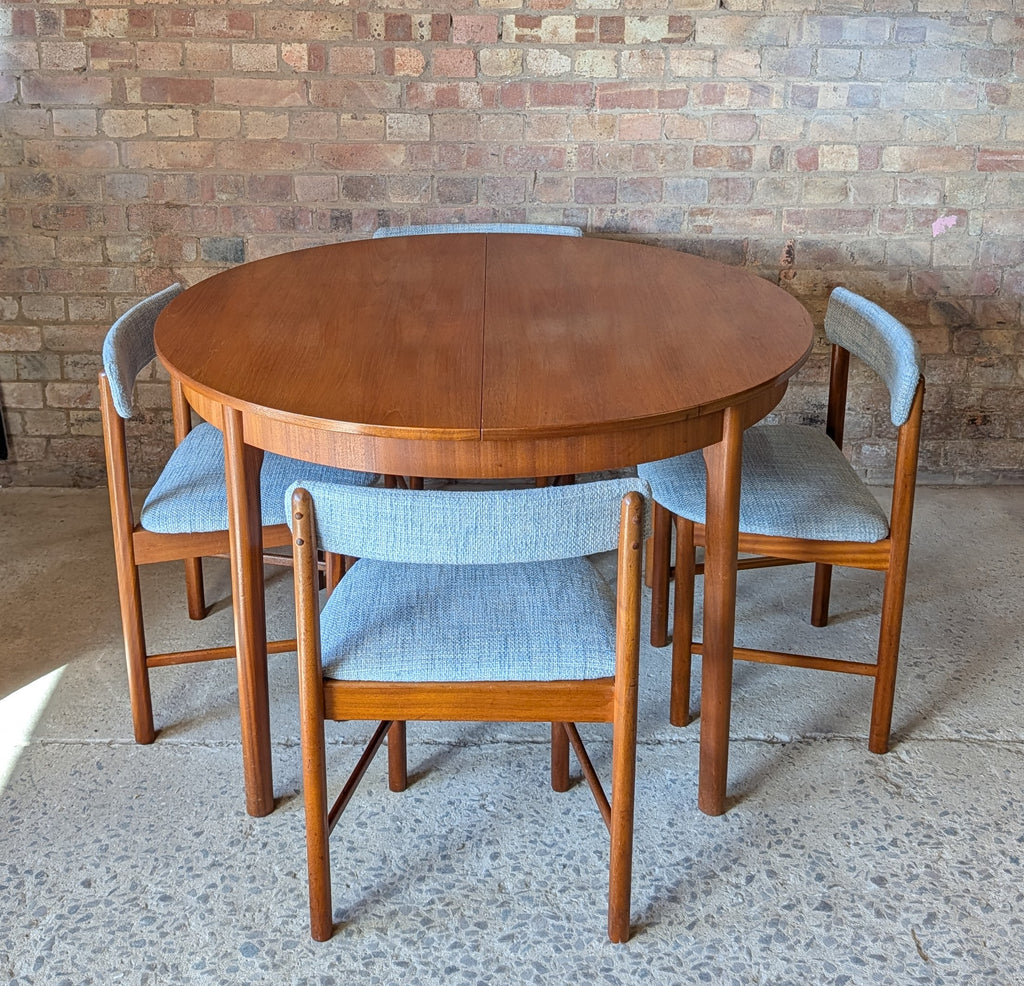 Mid Century McIntosh 'roundette'  Space Saving Teak Dining Table And 4 Chairs