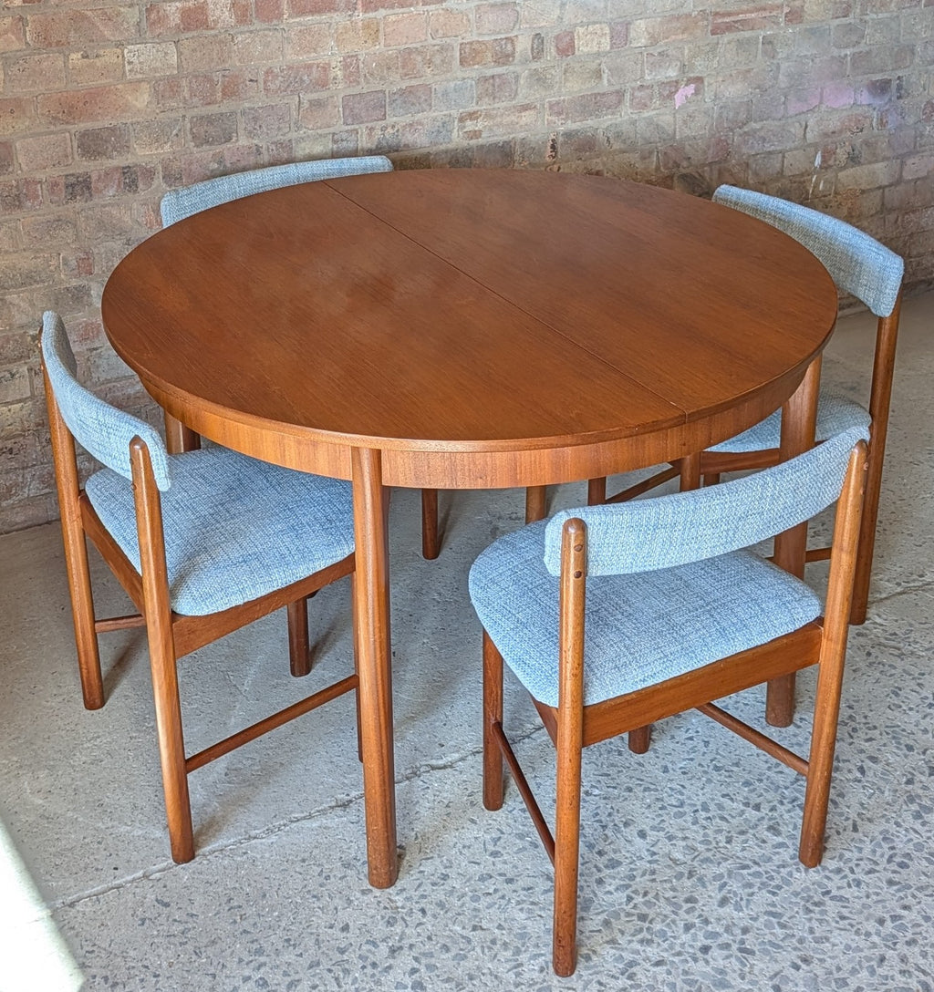 Mid Century McIntosh 'roundette'  Space Saving Teak Dining Table And 4 Chairs