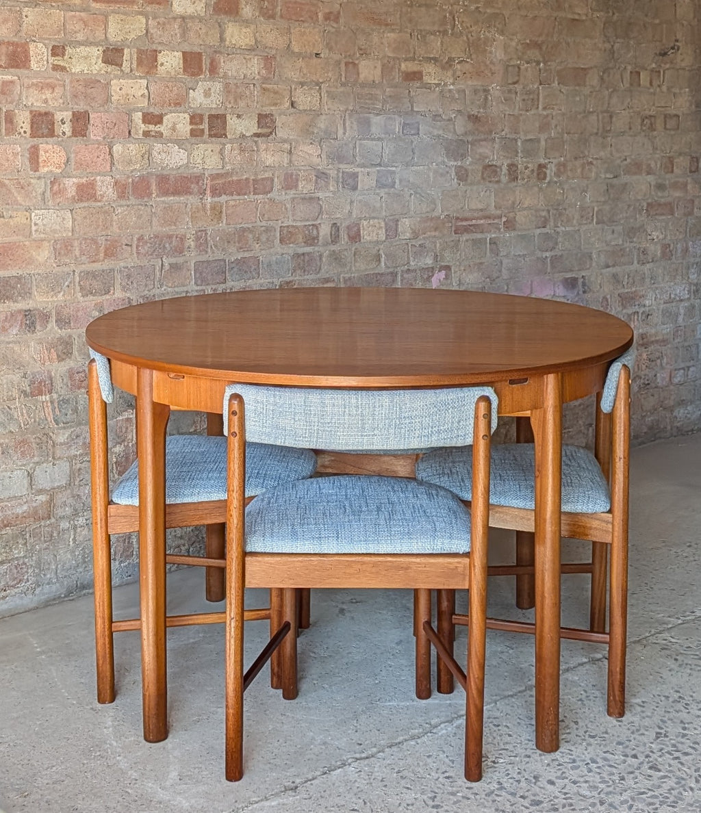 Mid Century McIntosh 'roundette'  Space Saving Teak Dining Table And 4 Chairs