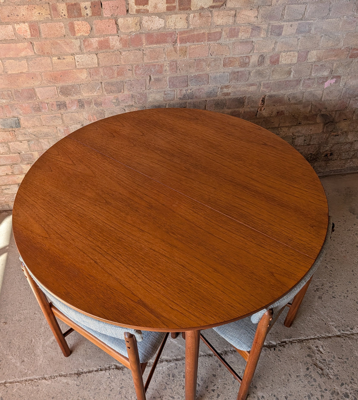 Mid Century McIntosh 'roundette'  Space Saving Teak Dining Table And 4 Chairs