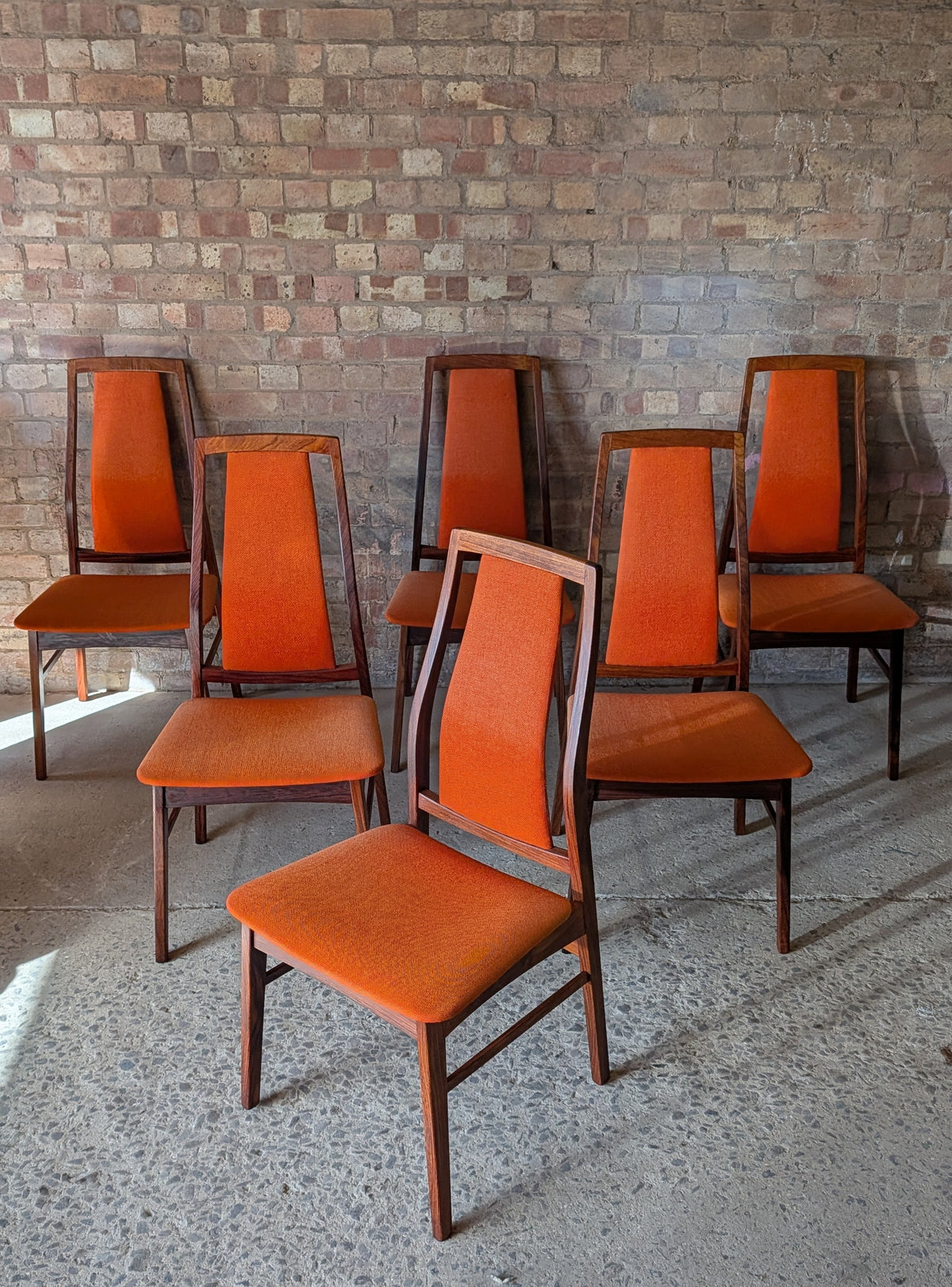 Set Of 6 Mid Century Koefoeds Hornslet 'Eva' Rosewood Danish Dining Chairs