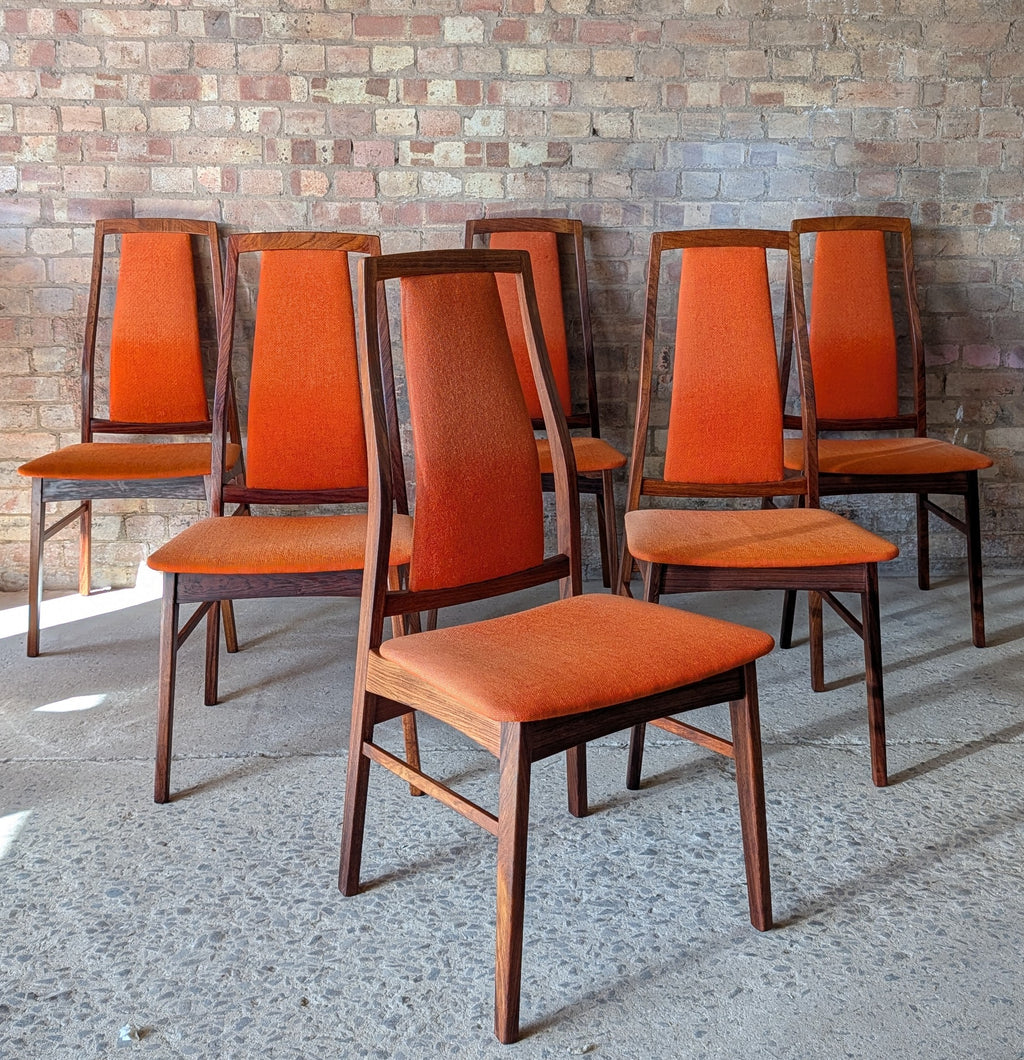 Set Of 6 Mid Century Koefoeds Hornslet 'Eva' Rosewood Danish Dining Chairs
