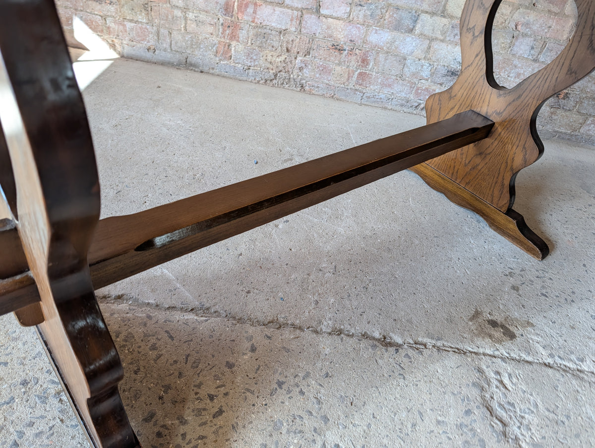 Vintage Oak Refectory Dining Table With Trestle Base