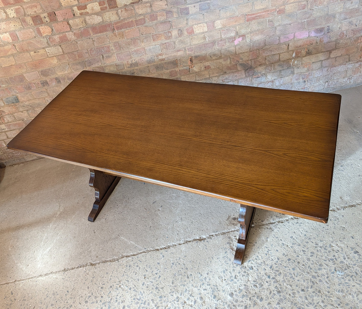 Vintage Oak Refectory Dining Table With Trestle Base