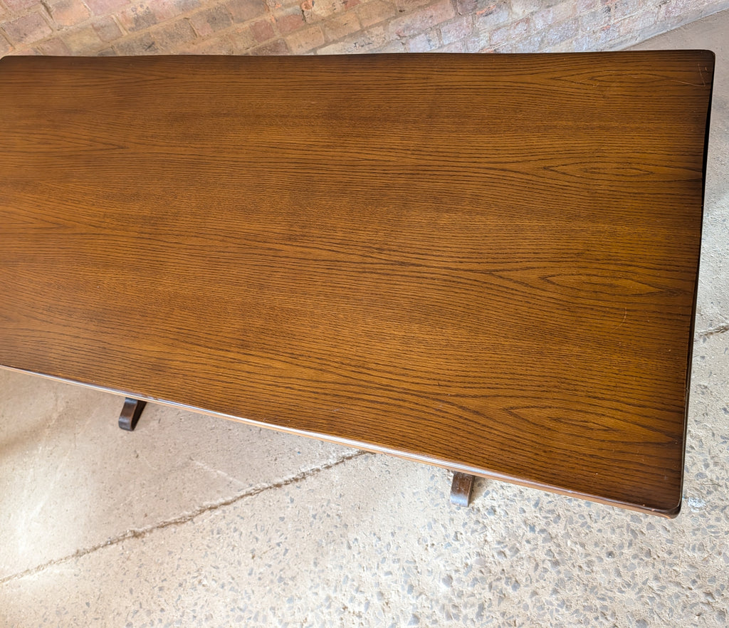 Vintage Oak Refectory Dining Table With Trestle Base