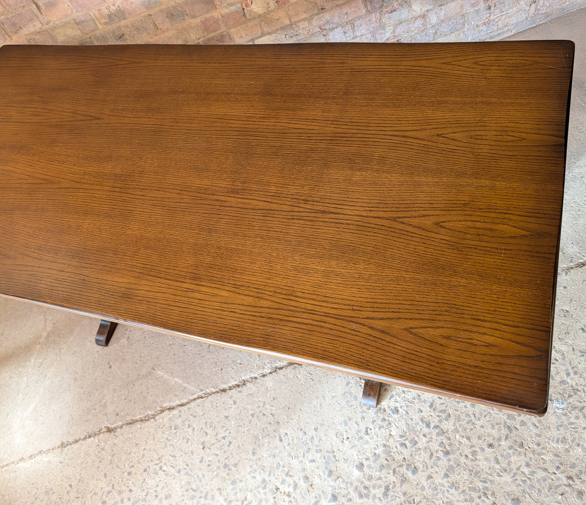 Vintage Oak Refectory Dining Table With Trestle Base