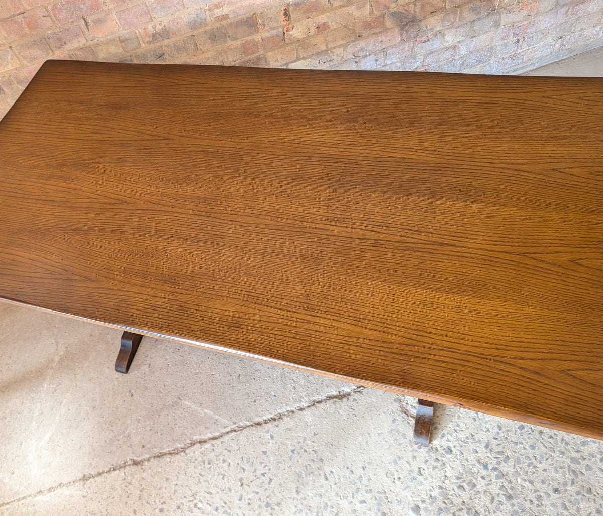 Vintage Oak Refectory Dining Table With Trestle Base