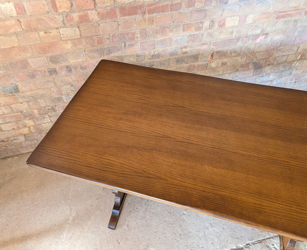 Vintage Oak Refectory Dining Table With Trestle Base