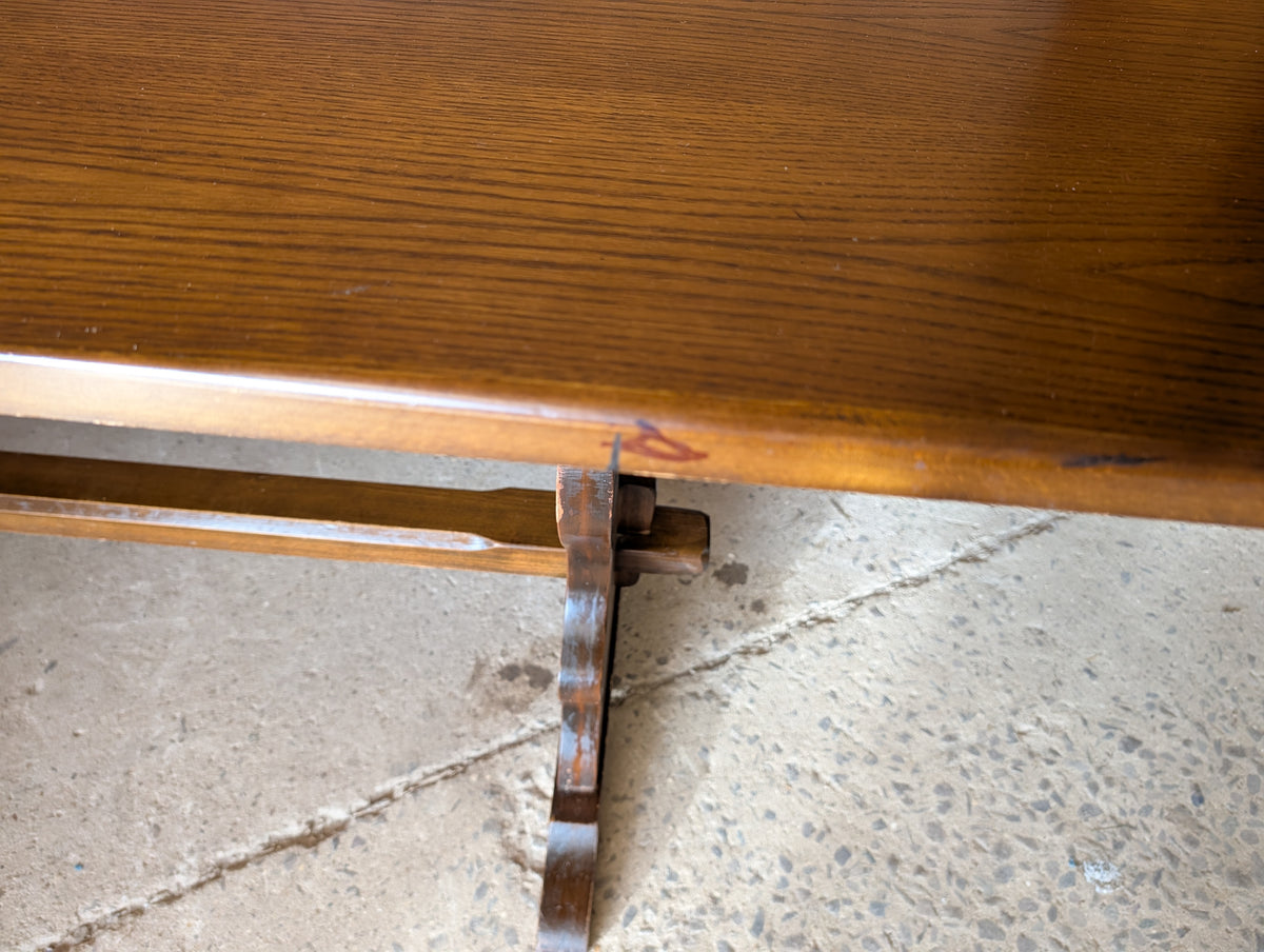 Vintage Oak Refectory Dining Table With Trestle Base