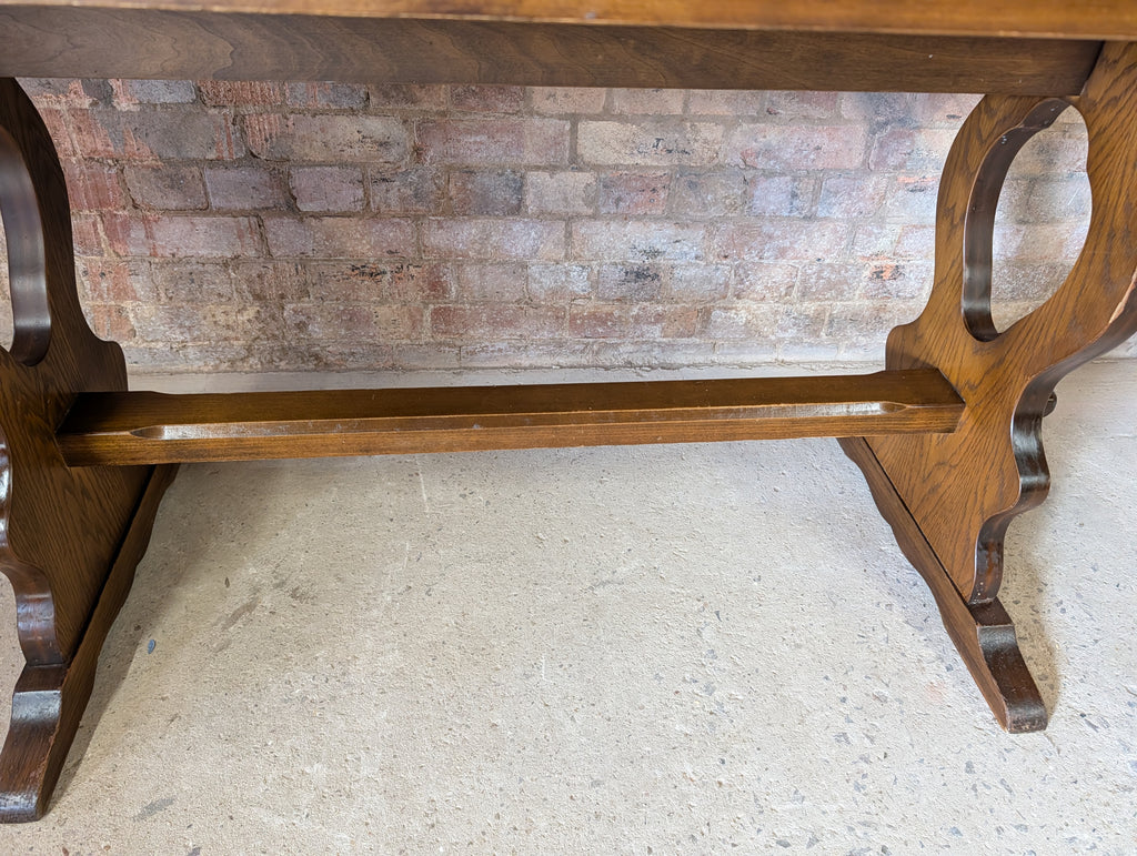 Vintage Oak Refectory Dining Table With Trestle Base
