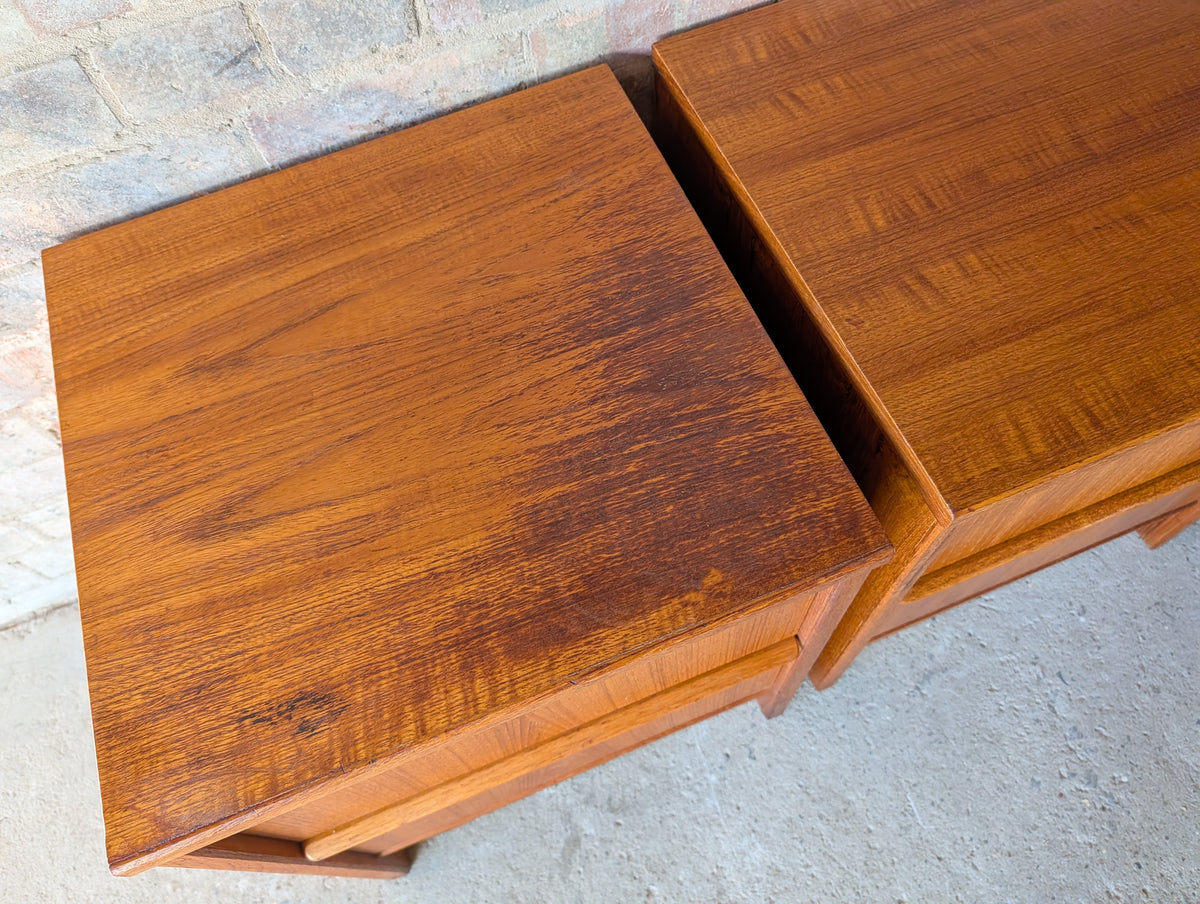 Pair Of Vintage Teak Bedside Cabinets 2 Drawer Nightstands