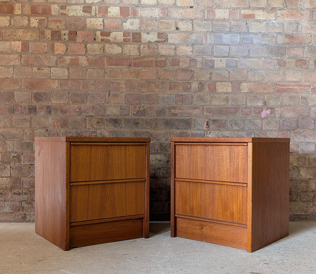 Pair Of Vintage Teak Bedside Cabinets 2 Drawer Nightstands