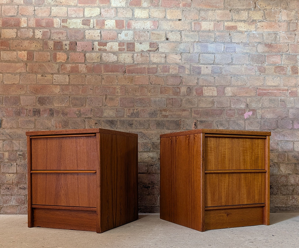 Pair Of Vintage Teak Bedside Cabinets 2 Drawer Nightstands