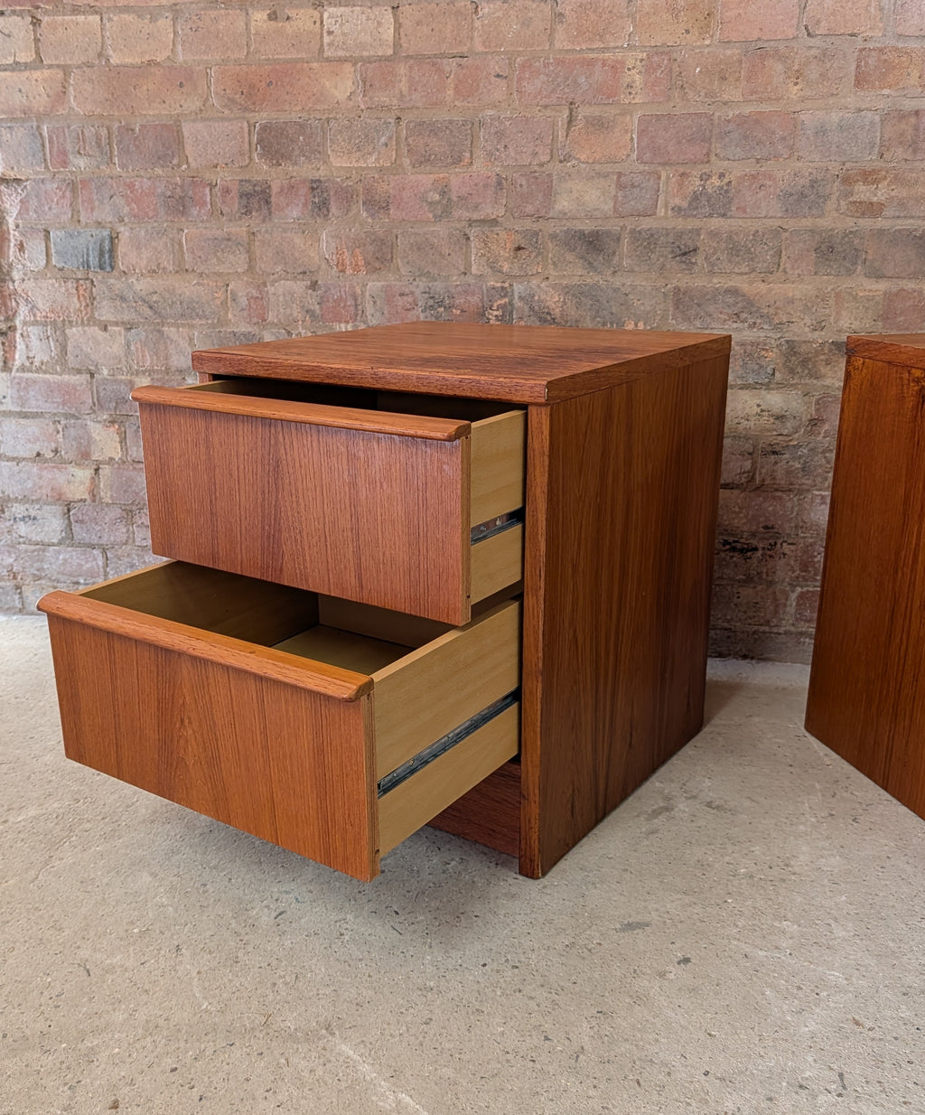 Pair Of Vintage Teak Bedside Cabinets 2 Drawer Nightstands