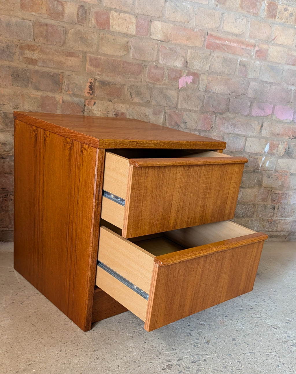 Pair Of Vintage Teak Bedside Cabinets 2 Drawer Nightstands