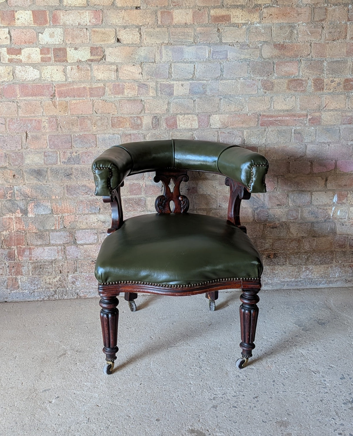 Antique Victorian Mahogany Tub Chair / Desk Chair